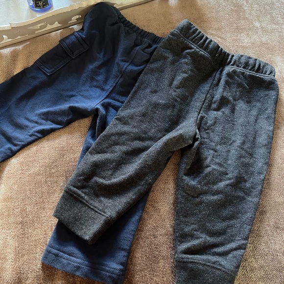 2 Pairs of 18- Month Baby Sweatpants: Navy with Side Pockets & Dark Gray Joggers - Picture 5 of 5